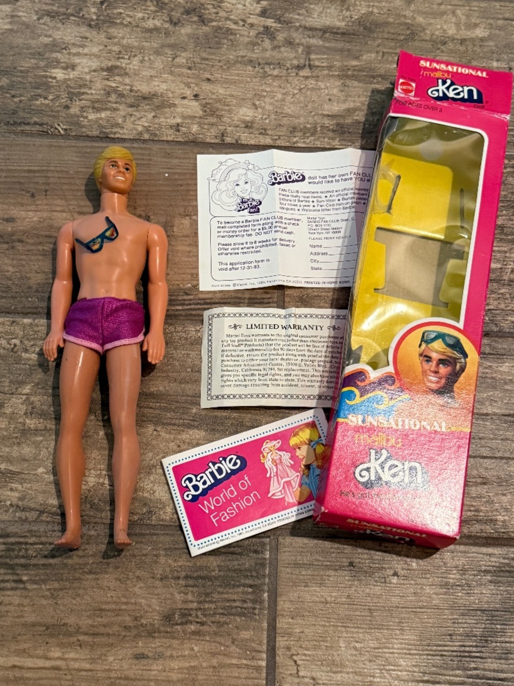 Vintage Mattel Sunsational Malibu Ken Doll Mattel #1088 with box Hong Kong